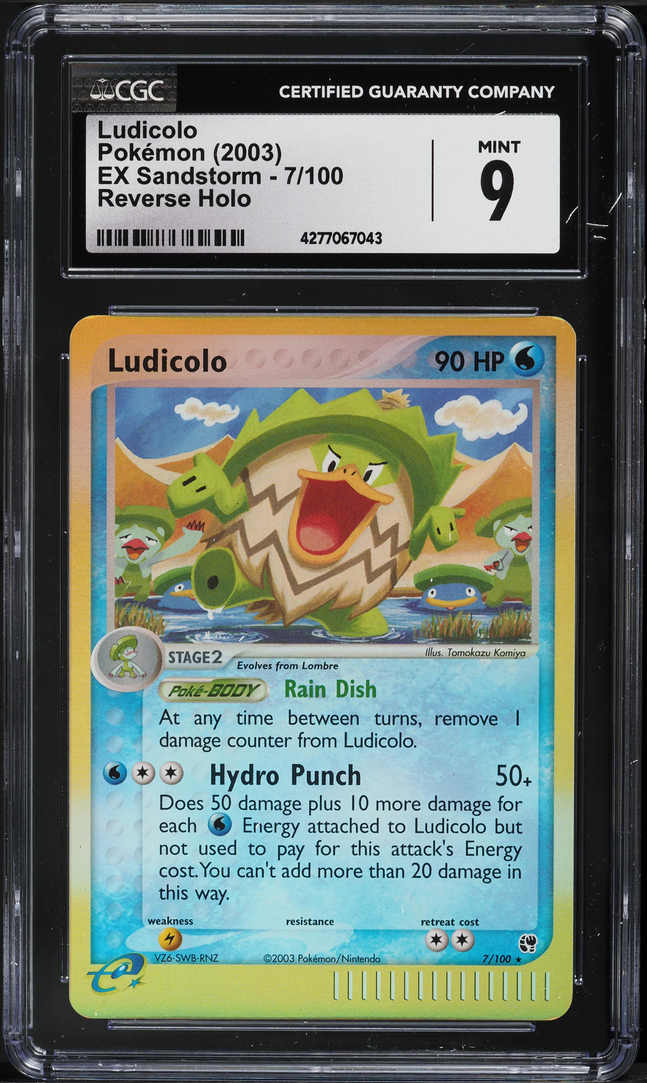 2003 Pokemon EX Sandstorm Reverse Holo Ludicolo #7 CGC 9 MINT