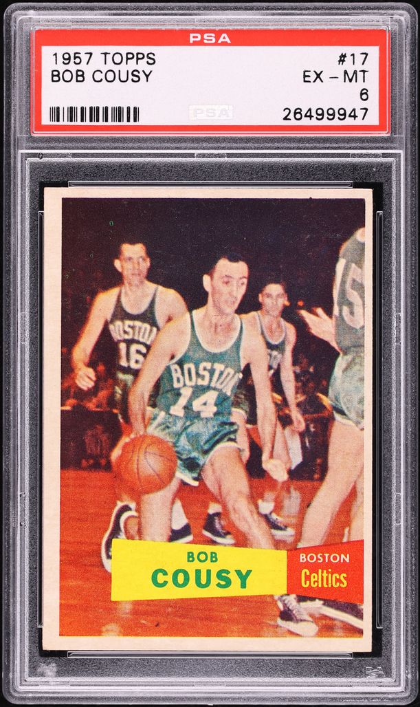1957 Topps Basketball Bob Cousy ROOKIE #17 PSA 6 EXMT