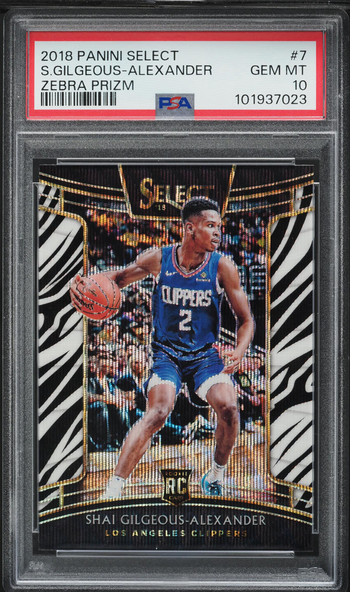 2018 Select Concourse Zebra Prizm Shai Gilgeous-Alexander ROOKIE #7 PSA 10 GEM
