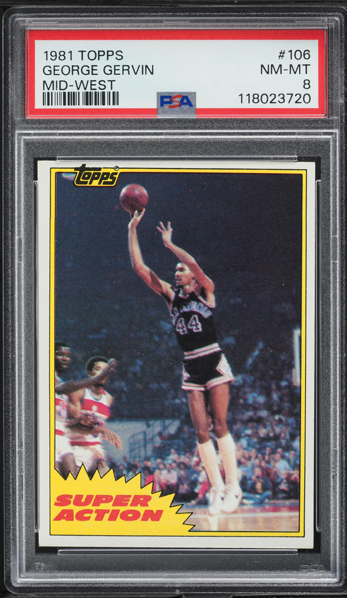 1981 Topps Basketball George Gervin MID-WEST #106 PSA 8 NM-MT