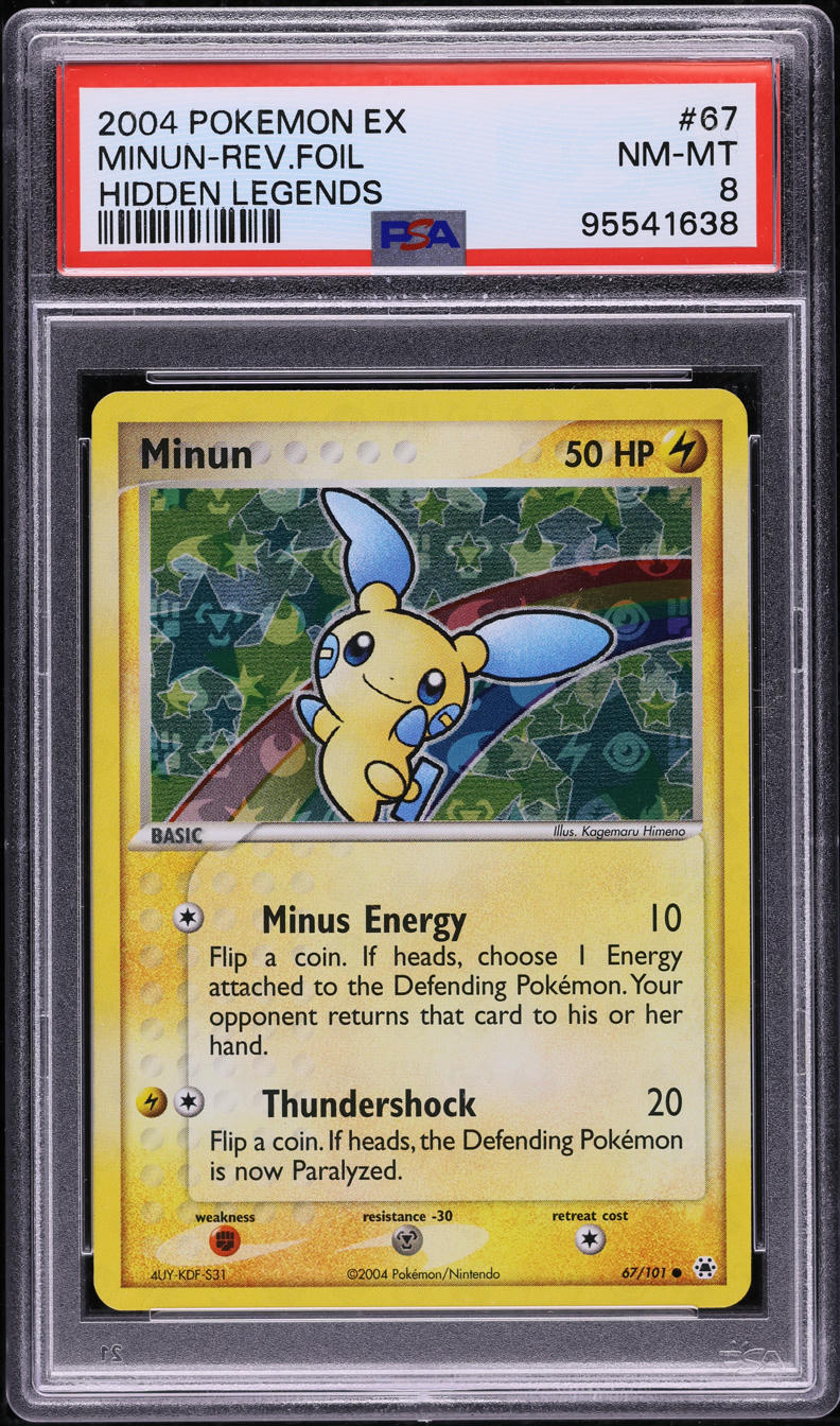 2004 Pokemon EX Hidden Legends Reverse Holo Minun #67 PSA 8 NM-MT