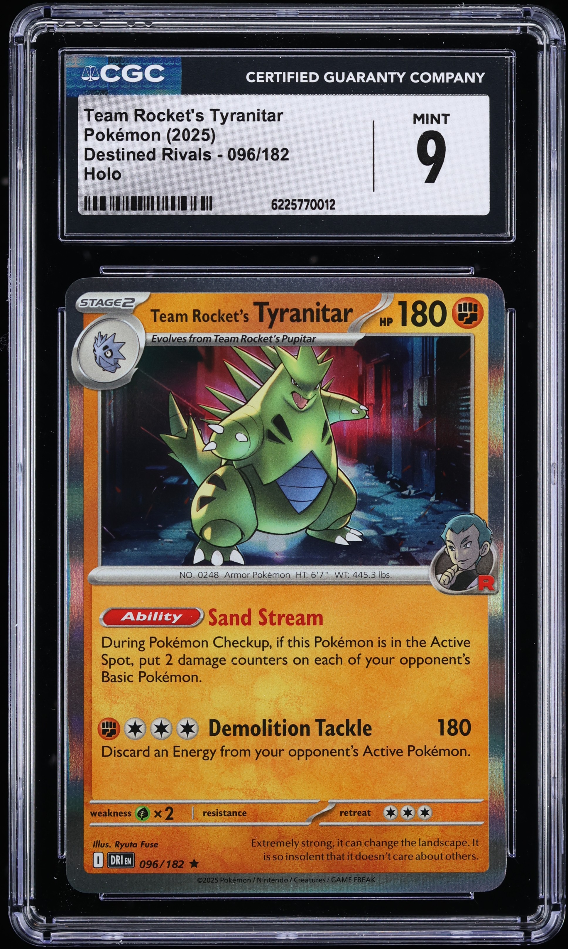 2025 Pokemon Scarlet & Violet Destined Rivals Holo Team Rocket's Tyranitar #96 CGC 9 MINT