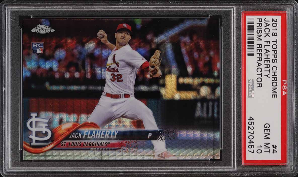 2018 Topps Chrome Prism Refractor Jack Flaherty ROOKIE #4 PSA 10 GEM MINT