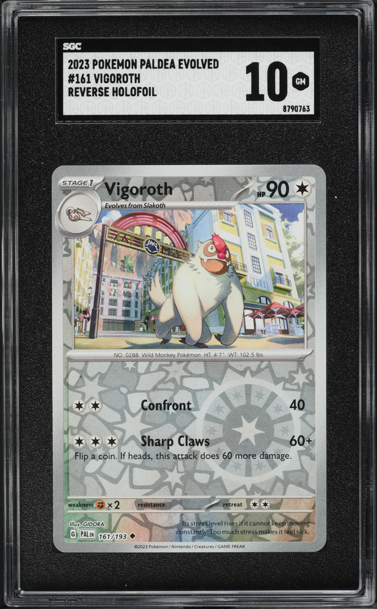 2023 Pokemon Paldea Evolved Reverse Holo Vigoroth #161 SGC 10 GEM MINT