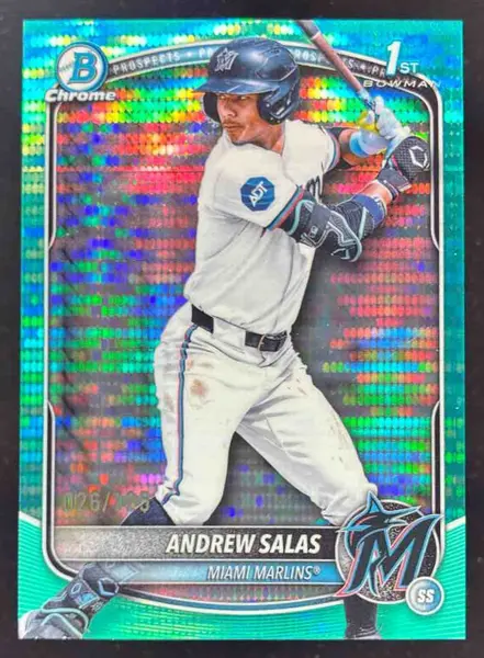 2025 Bowman Chrome Prospects Aqua Pulsar Refractor #BCP-156 Andrew Salas RC /125