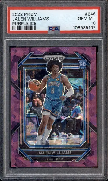 2022 Panini Prizm Purple Ice #246 Jalen Williams RC Rookie /149 PSA 10