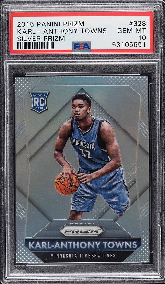 2015 Panini Prizm Silver Karl-Anthony Towns ROOKIE #328 PSA 10 GEM MINT