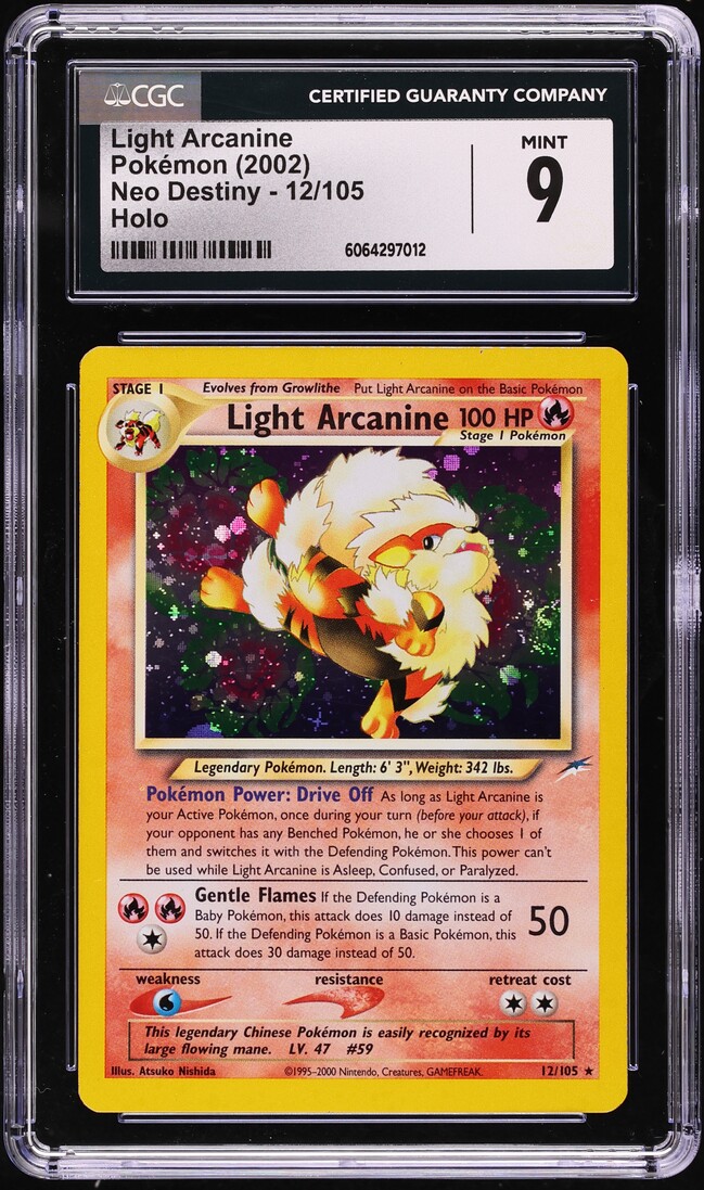 2002 Pokemon Neo Destiny Holo Light Arcanine #12 CGC 9 MINT