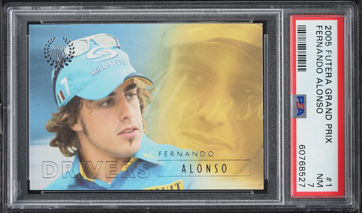 2005 Futera Grand Prix Drivers Fernando Alonso ROOKIE #1 PSA 7 NRMT