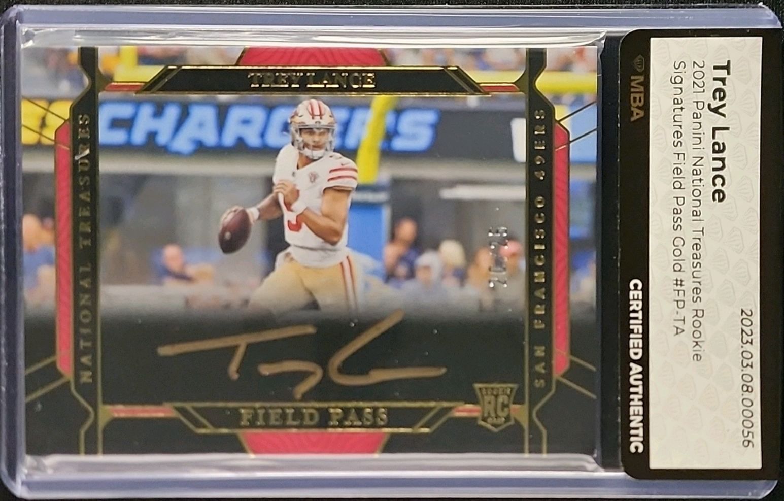 2021 National Treasures Field Pass Gold Trey Lance ROOKIE AUTO /25 MBA AUTH