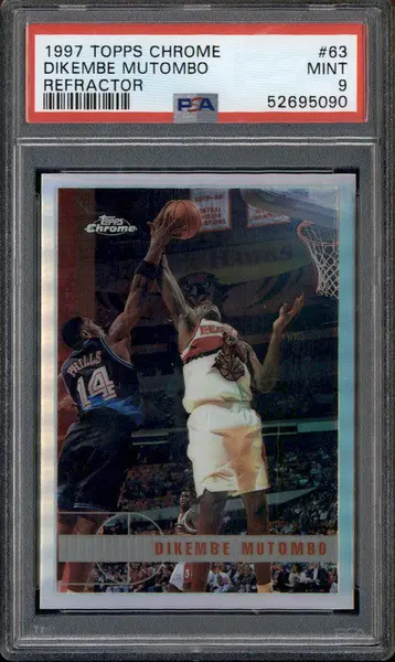 1997 Topps Chrome Refractor #63 Dikembe Mutombo PSA 9