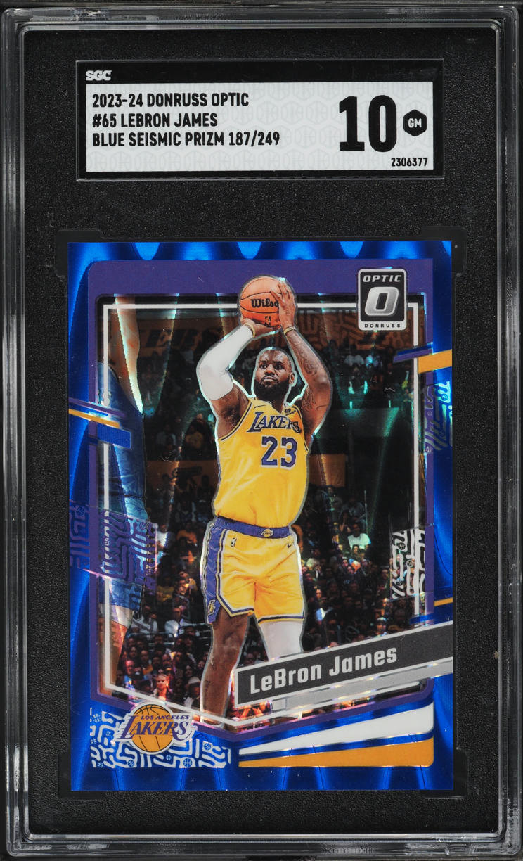 2023 Donruss Optic Blue Seismic Prizm LeBron James /249 #65 SGC 10 GEM MINT