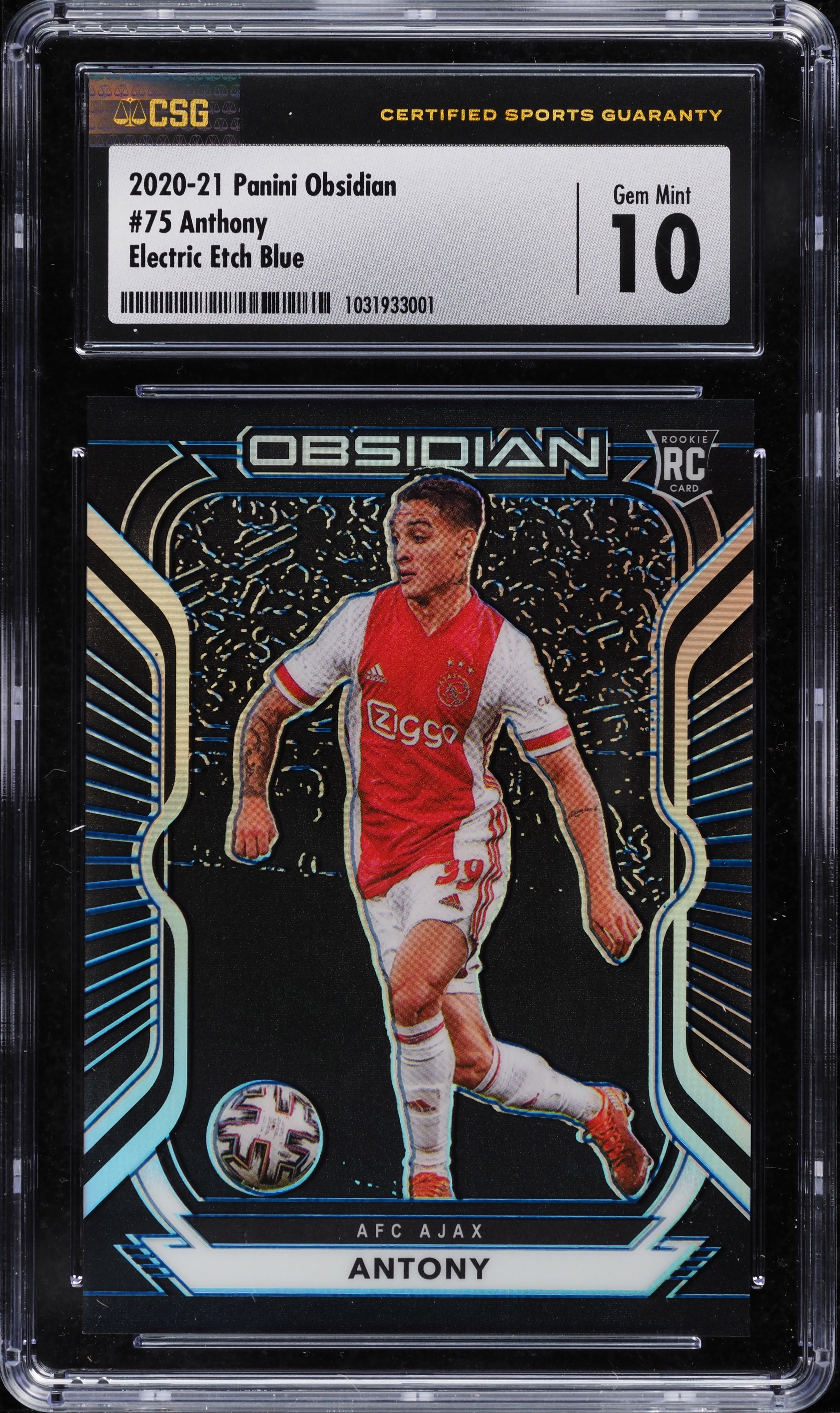 2020 Panini Obsidian E/E Blue Antony ROOKIE /30 #75 CSG 10 GEM MINT