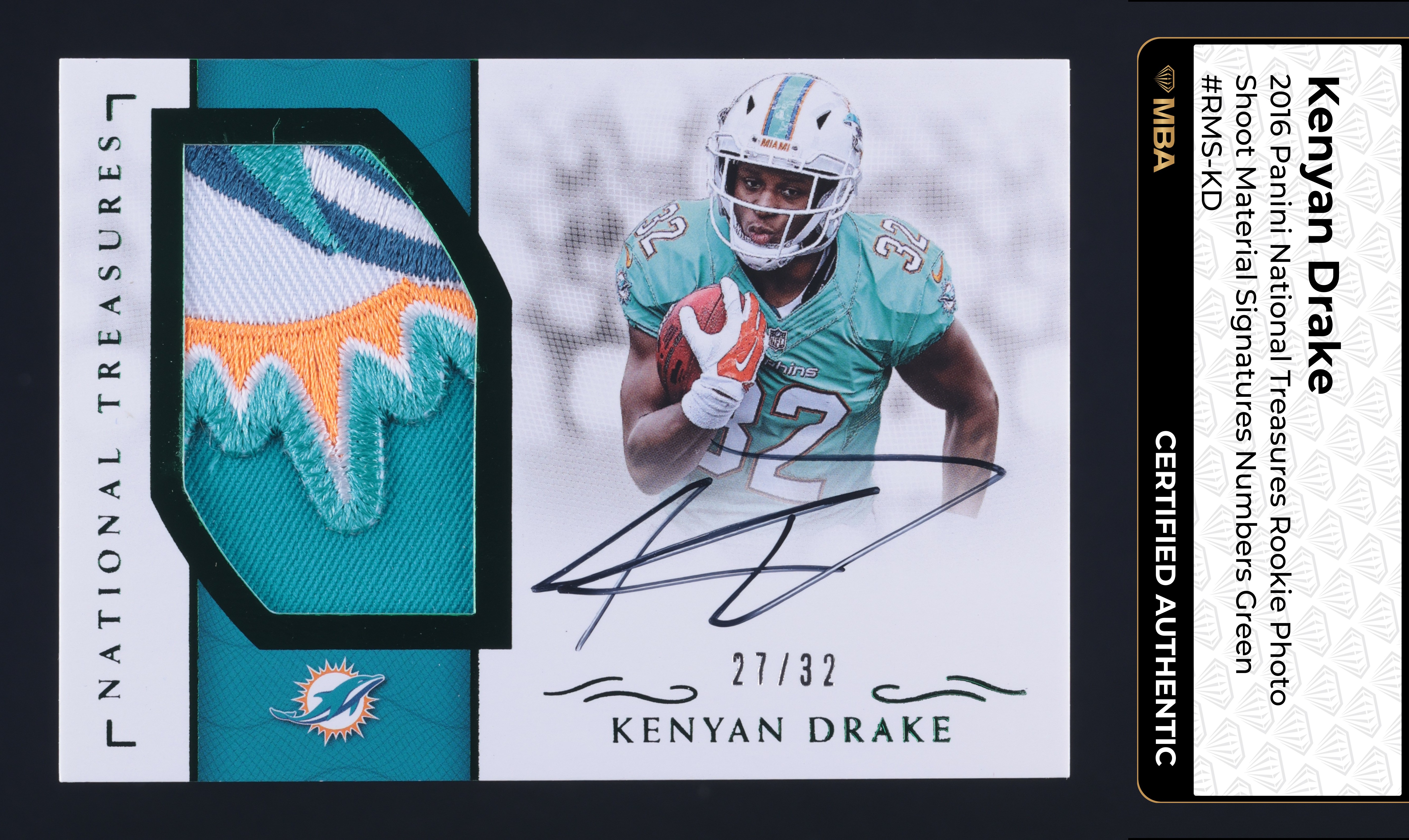 2016 National Treasures Green Kenyan Drake ROOKIE PATCH AUTO /32 MBA AUTH