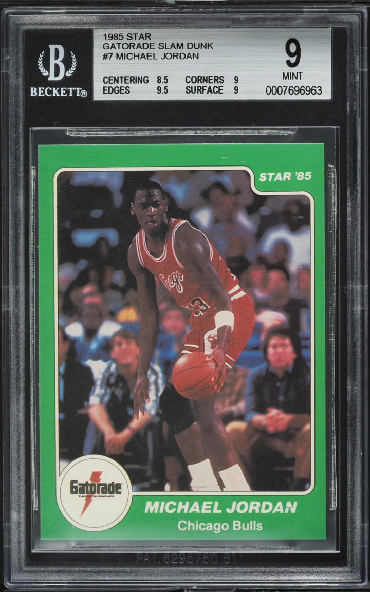1985 Star Gatorade Slam Dunk Michael Jordan ROOKIE #7 BGS 9 MINT