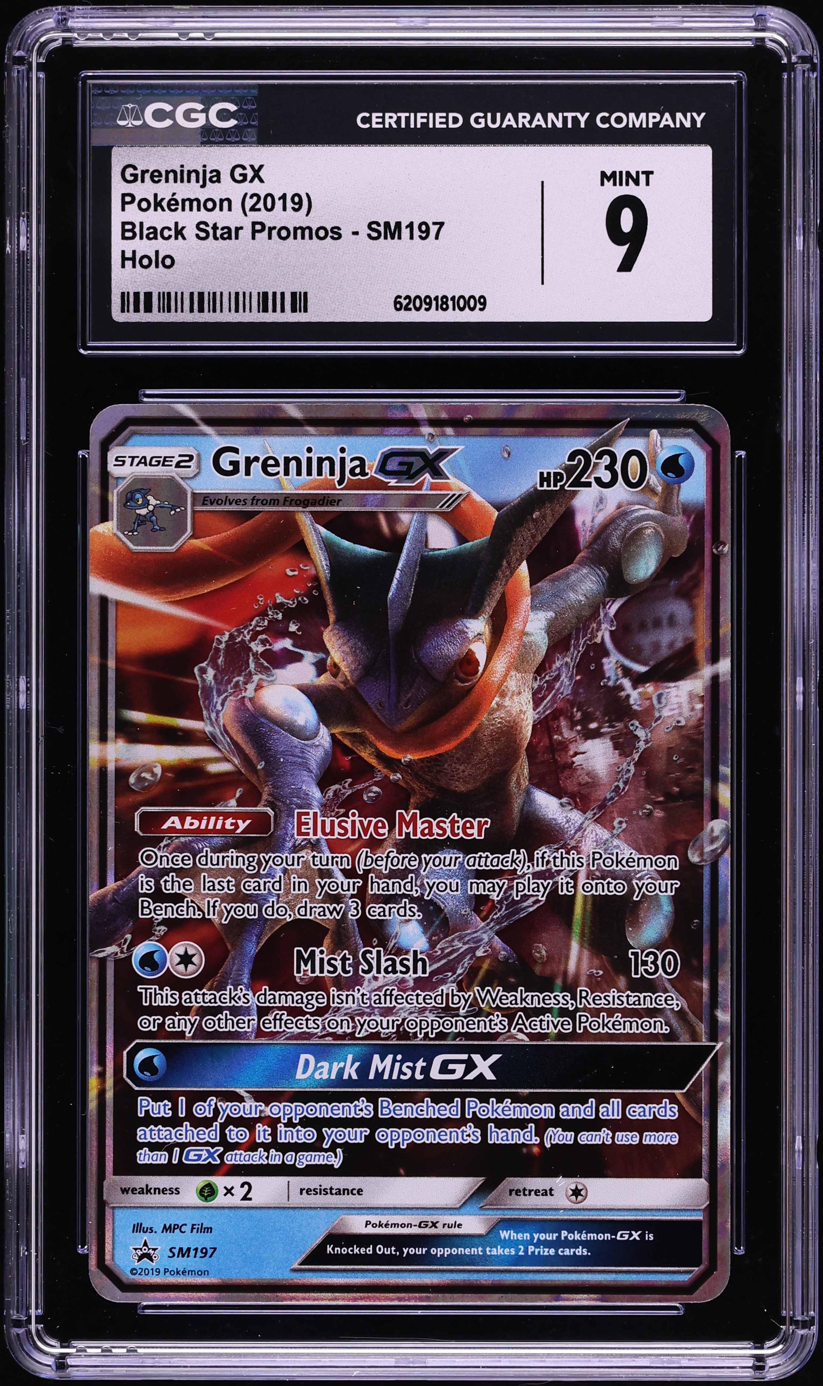 2019 Pokemon Sun & Moon Black Star Promo Holo Greninja GX #SM197 CGC 9 MINT