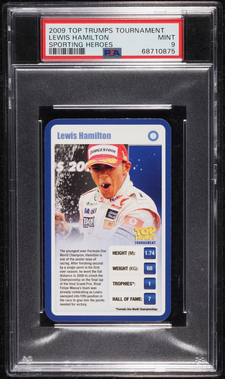 2009 Top Trumps Tournament Sporting Heroes Lewis Hamilton ROOKIE PSA 9 MINT