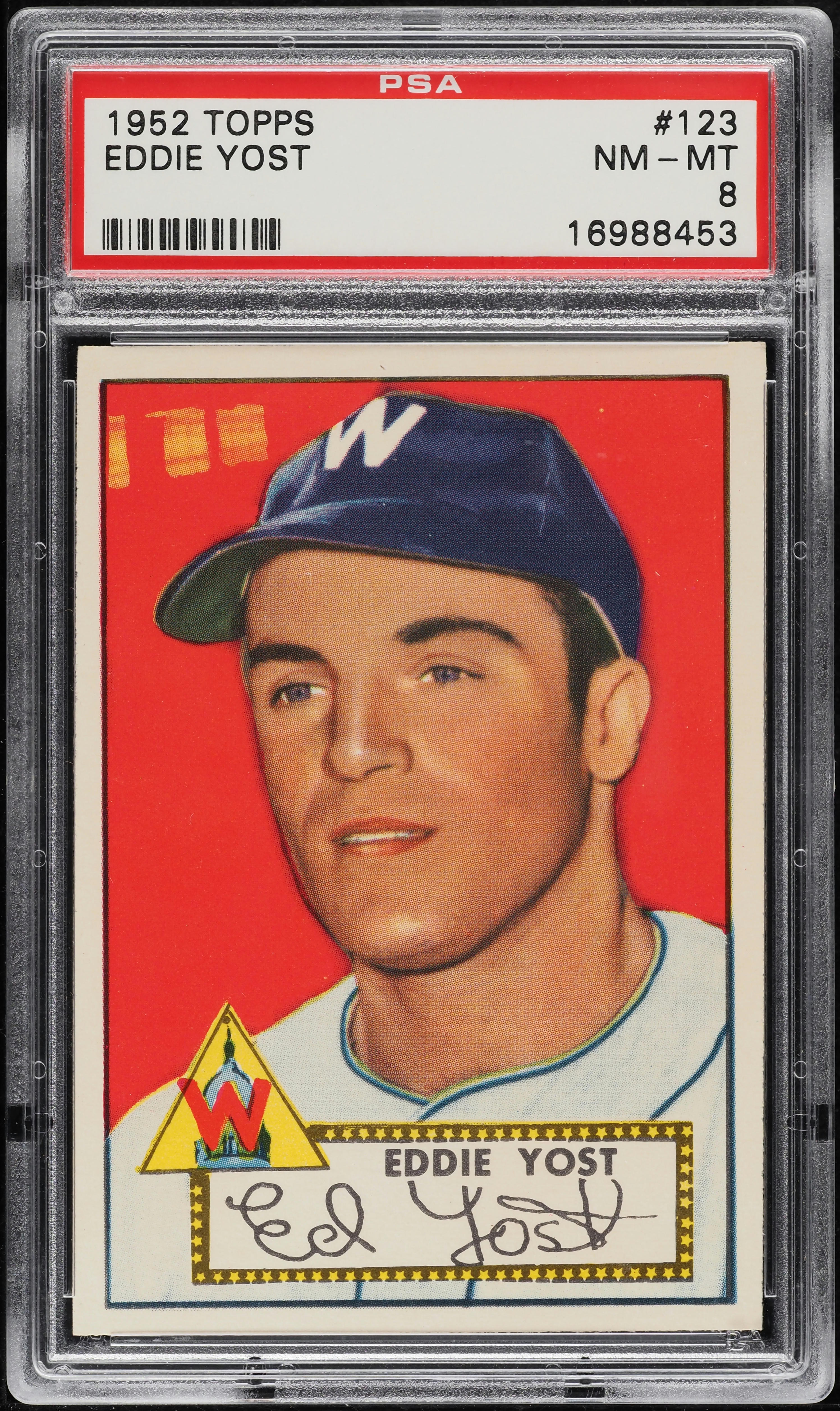 1952 Topps Eddie Yost #123 PSA 8 NM-MT