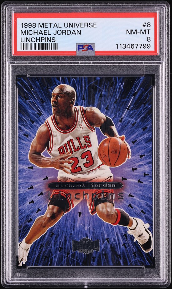 1998 Metal Universe Linchpins Michael Jordan #8 PSA 8 NM-MT