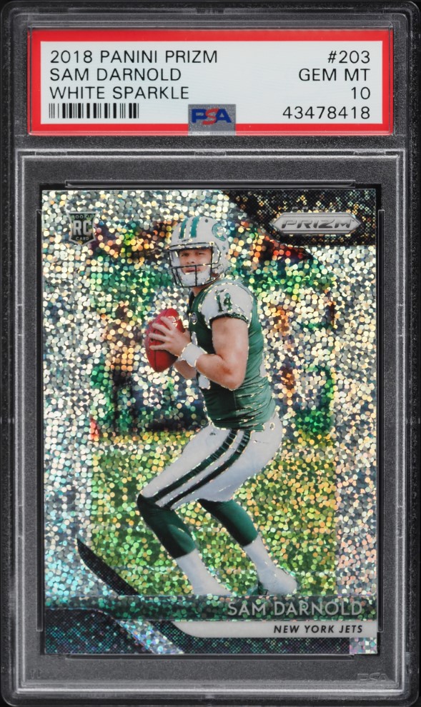 2018 Panini Prizm White Sparkle Sam Darnold ROOKIE #203 PSA 10 GEM MINT
