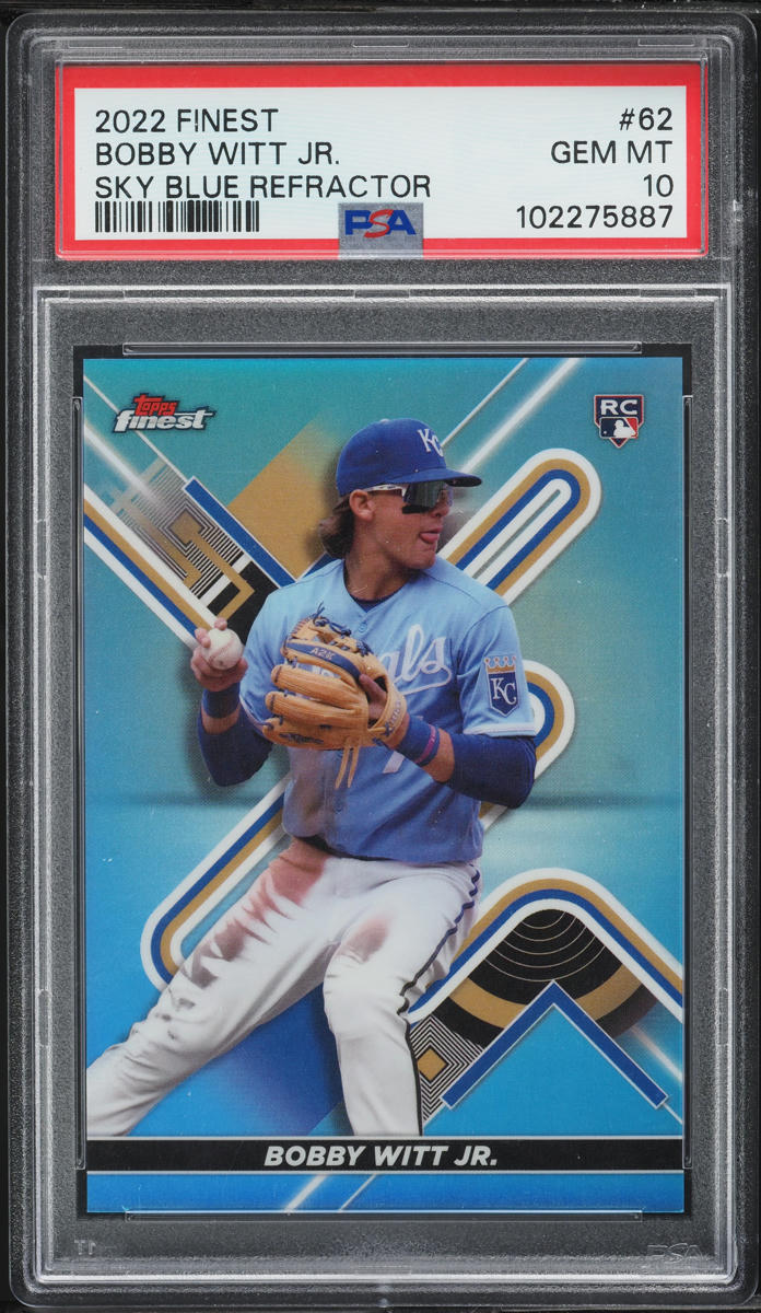 2022 Finest Sky Blue Refractor Bobby Witt Jr. ROOKIE /300 #62 PSA 10 GEM MINT