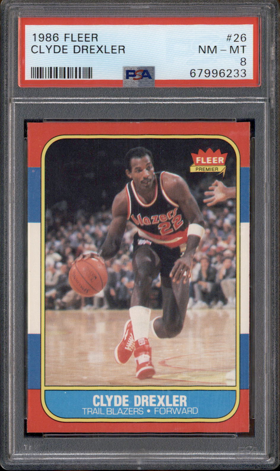 1986 Fleer #26 Clyde Drexler PSA 8