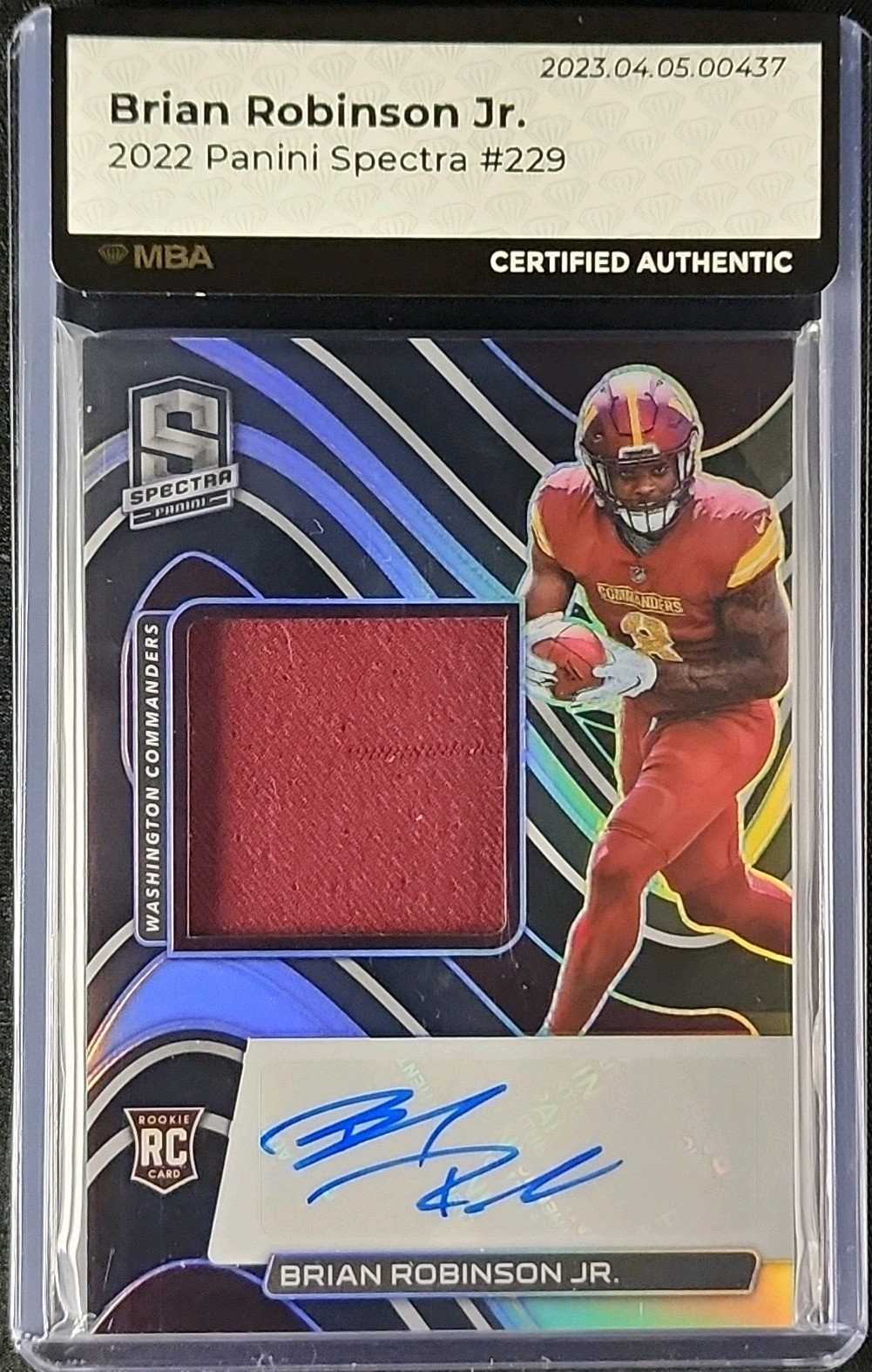 2022 Panini Spectra Brian Robinson Jr. ROOKIE PATCH AUTO /125 #229 MBA AUTH