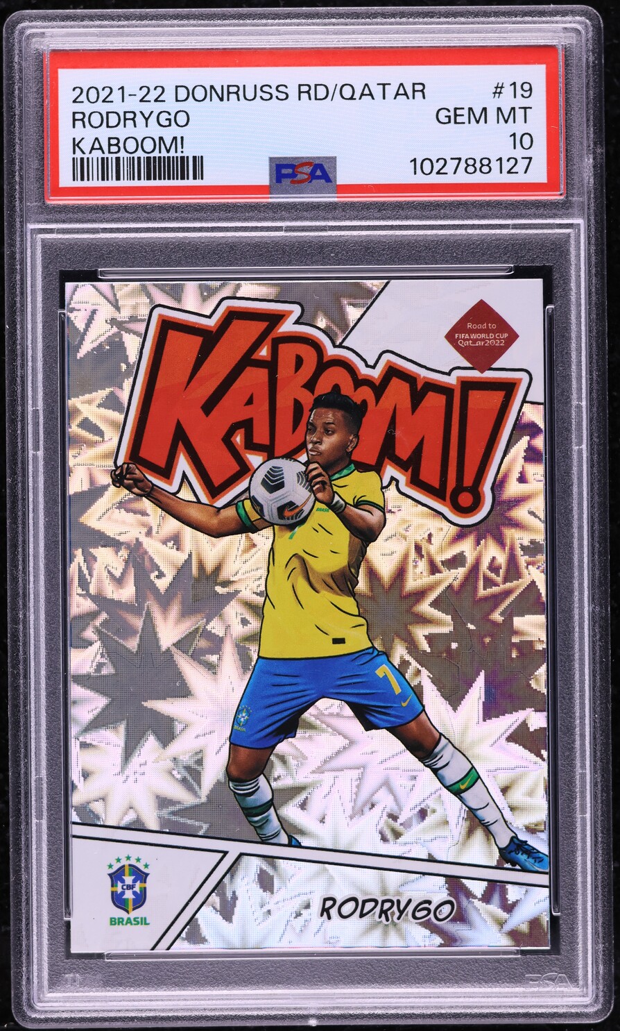 2021 Donruss Road To Qatar Kaboom! Rodrygo #19 PSA 10 GEM MINT