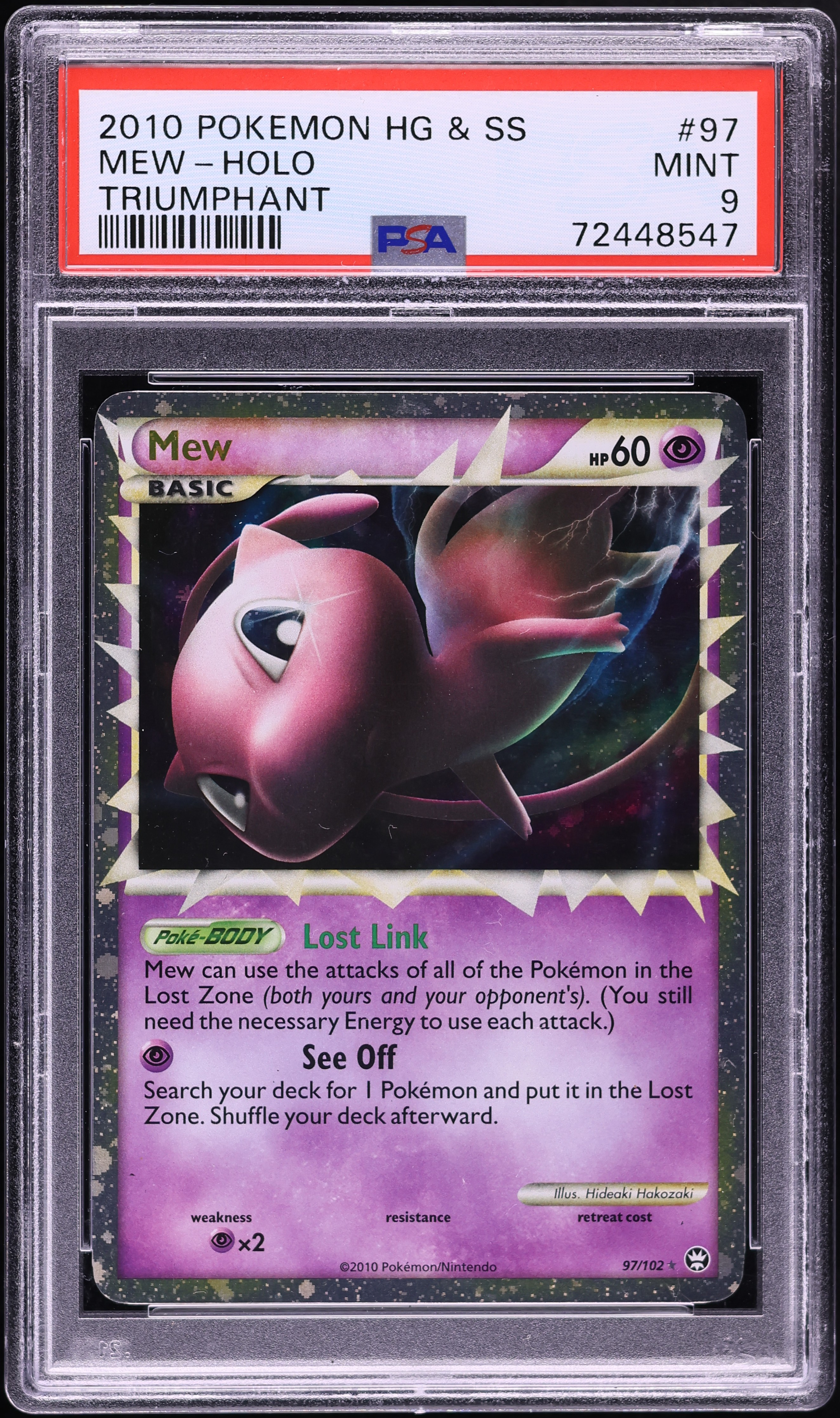 2010 Pokemon HeartGold & SoulSilver Triumphant Holo Mew #97 PSA 9 MINT