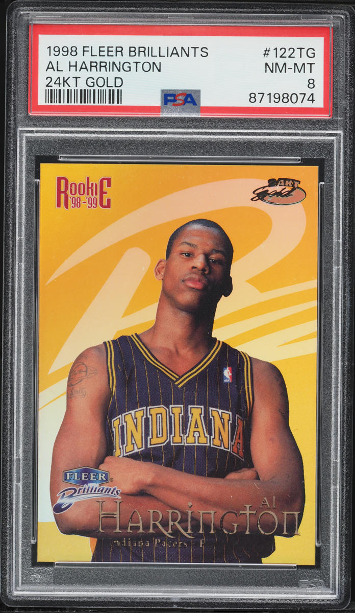 1998 Fleer Brilliants 24KT Gold Al Harrington ROOKIE /24 #122TG PSA 8 NM-MT