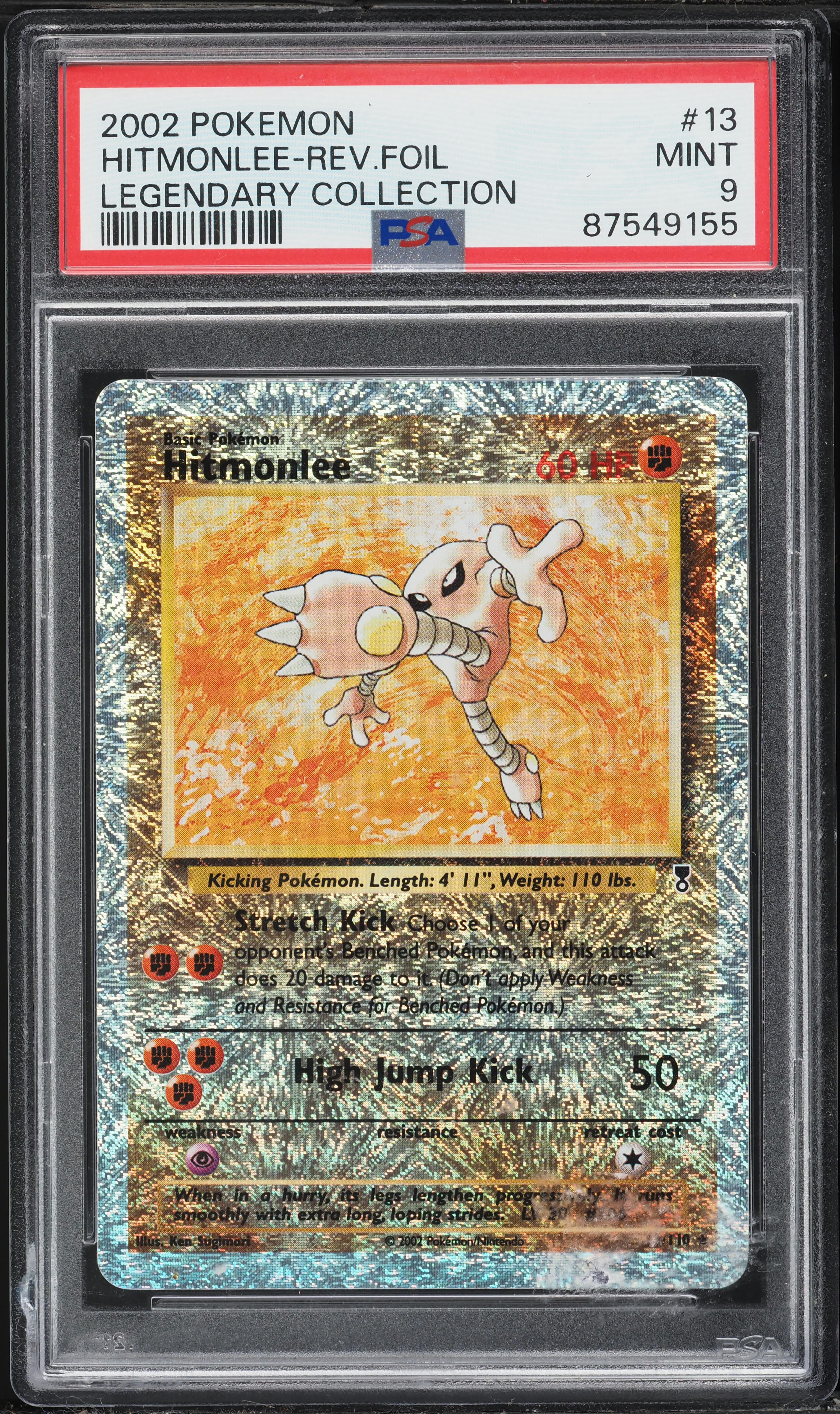 2002 Pokemon Legendary Collection Reverse Holo Hitmonlee #13 PSA 9 MINT