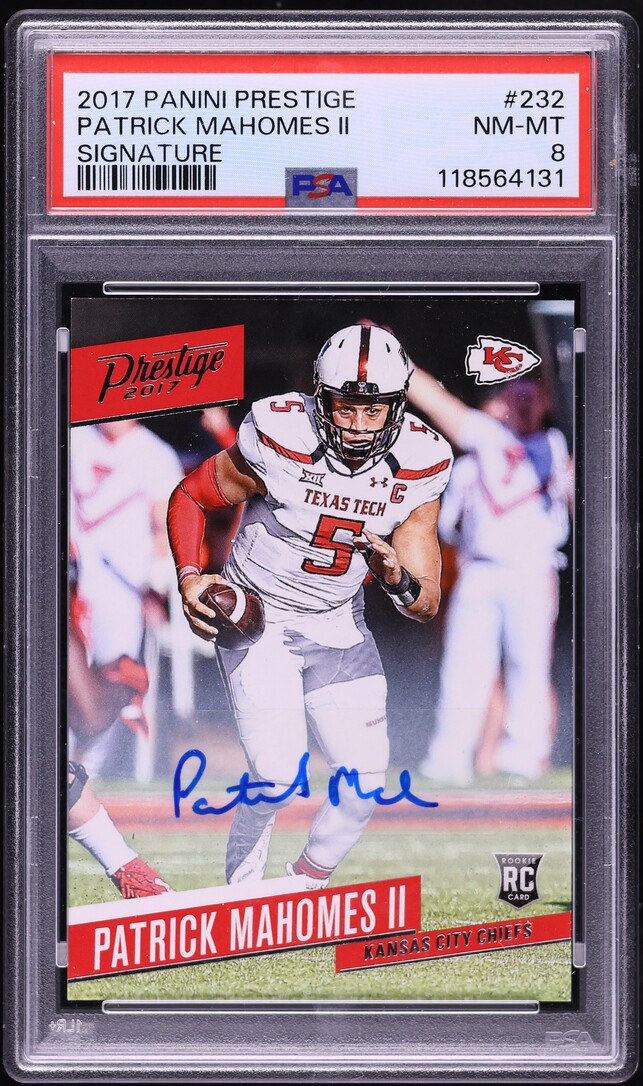 2017 Panini Prestige Patrick Mahomes II ROOKIE AUTO #232 PSA 8 NM-MT