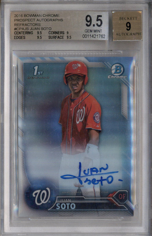 2016 Bowman Chrome Autographs Refractors Juan Soto RC Auto /499 BGS 9.5