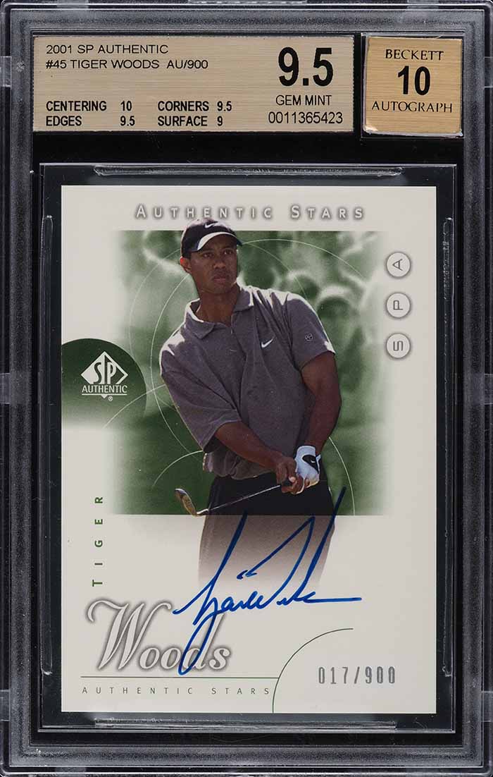2001 SP Authentic Golf Tiger Woods ROOKIE AUTO /900 #45 BGS 9.5 GEM MINT