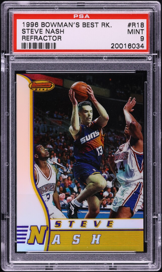 1996 Bowman's Best Refractor Steve Nash ROOKIE #R18 PSA 9 MINT