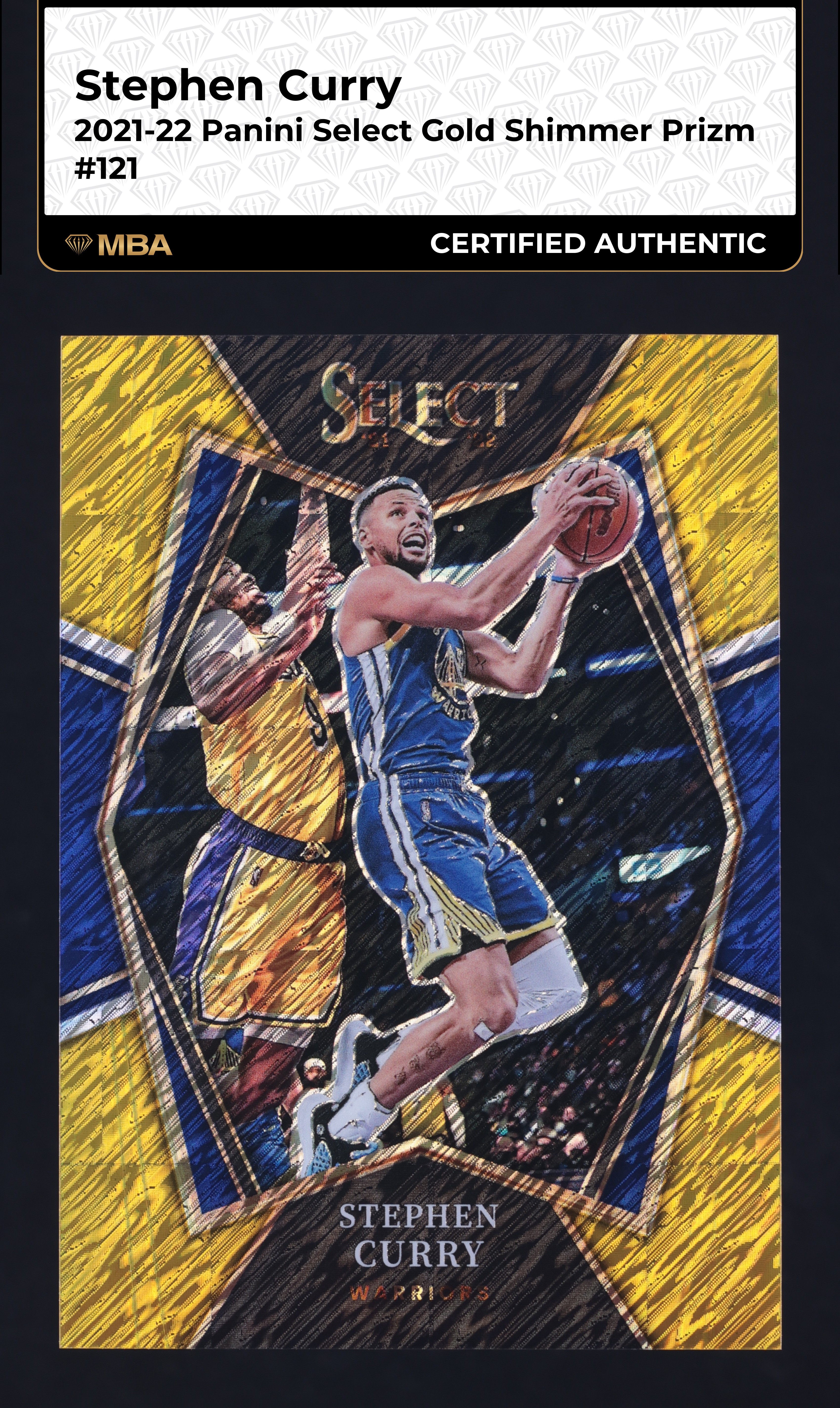 2021 Select Premier Level Gold Shimmer Prizm Stephen Curry /10 #121 MBA AUTH