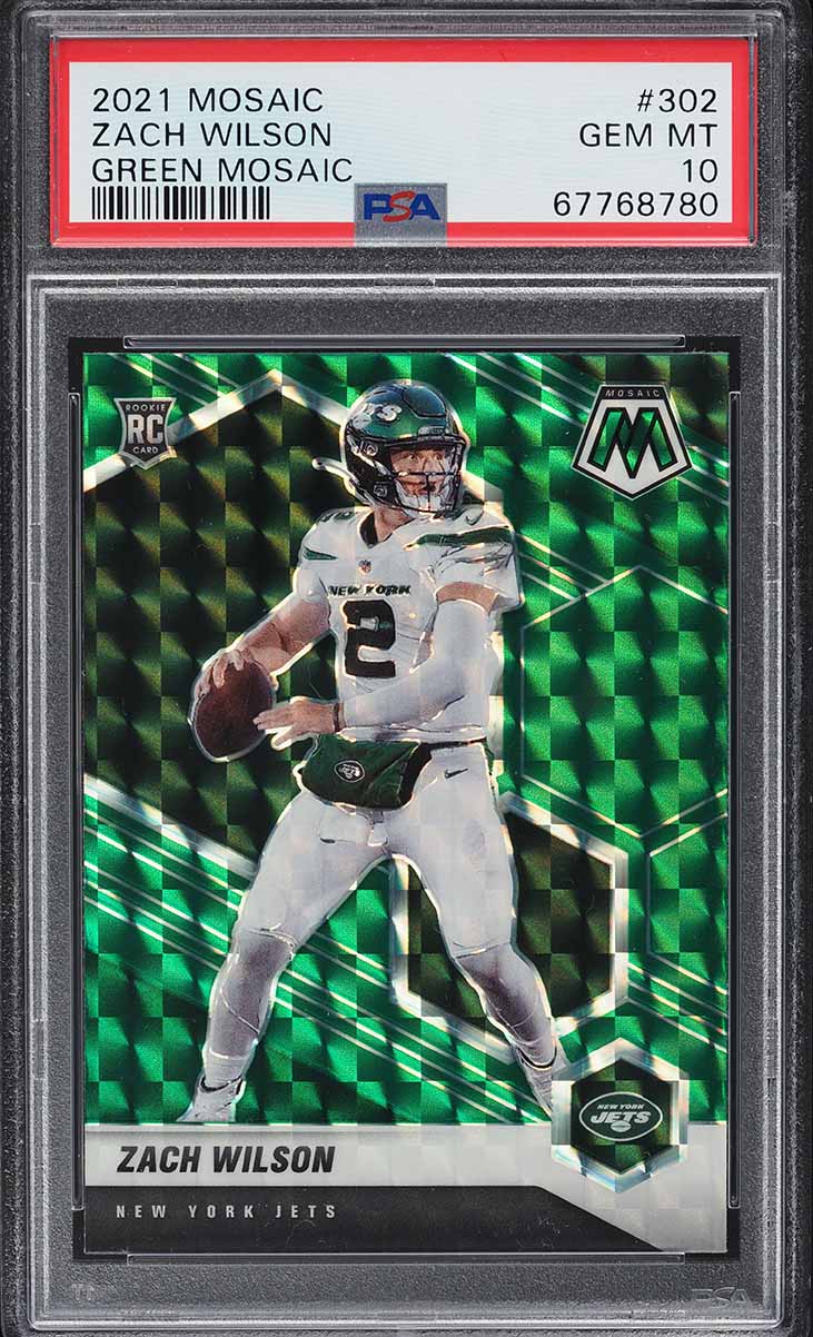 2021 Panini Mosaic Green Zach Wilson ROOKIE #302 PSA 10 GEM MINT