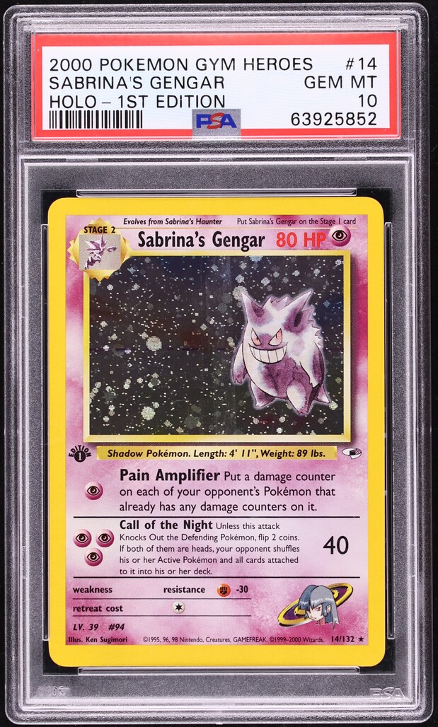 2000 Pokemon Gym Heroes 1st Edition Holo Sabrina's Gengar #14 PSA 10 GEM MINT