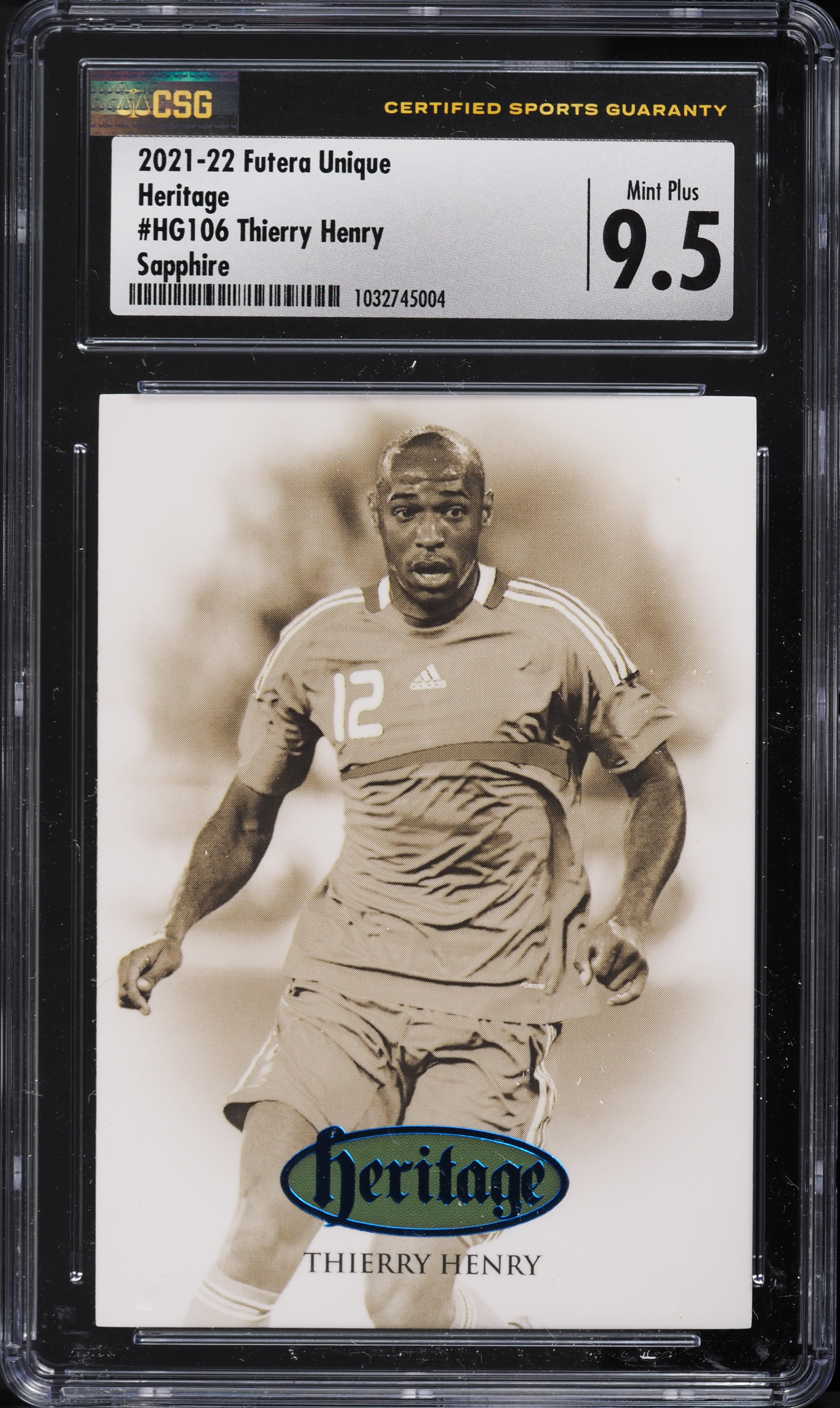 2021 Futera Unique World Football Heritage Sapphire Thierry Henry /35 CSG 9.5
