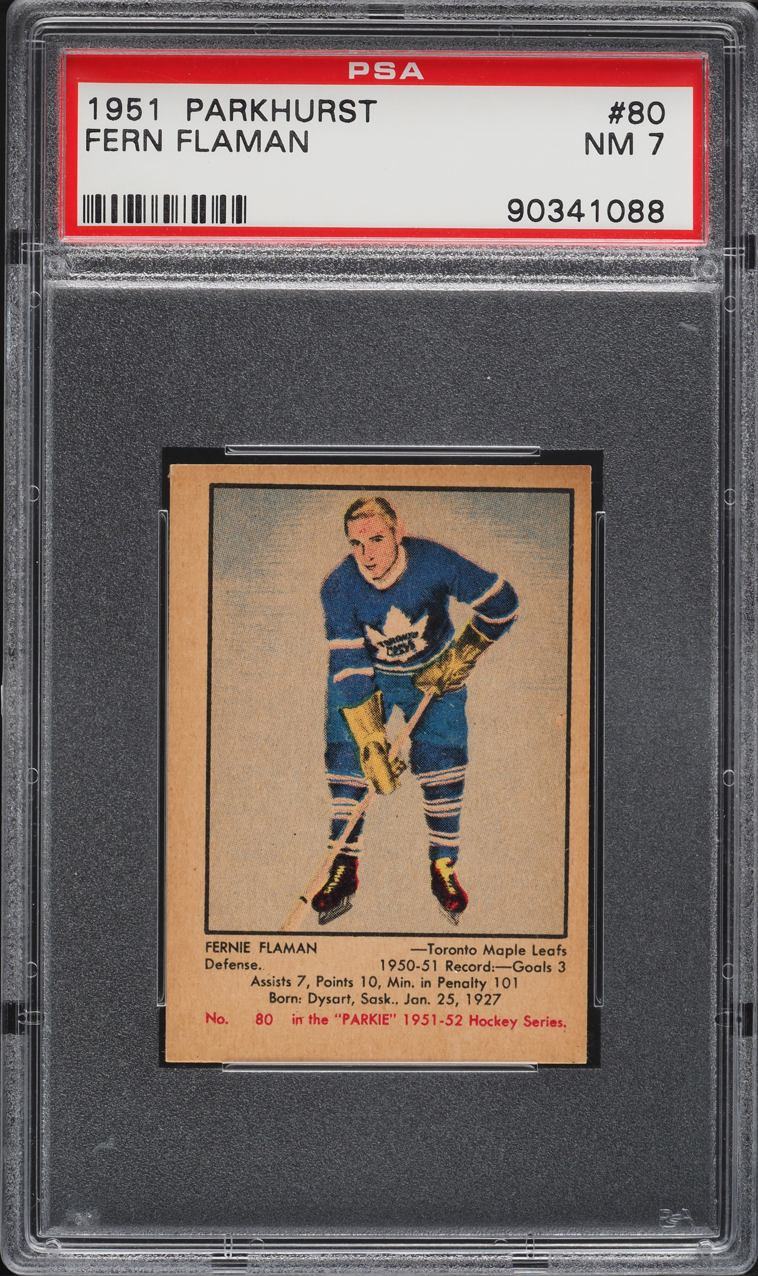 1951 Parkhurst Fern Flaman ROOKIE #80 PSA 7 NRMT