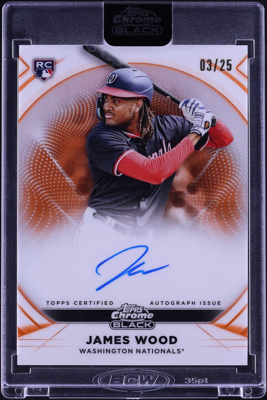 2025 Topps Chrome Black Ivory Orange Trim Refractor James Wood ROOKIE AUTO /25 #IVA-JW