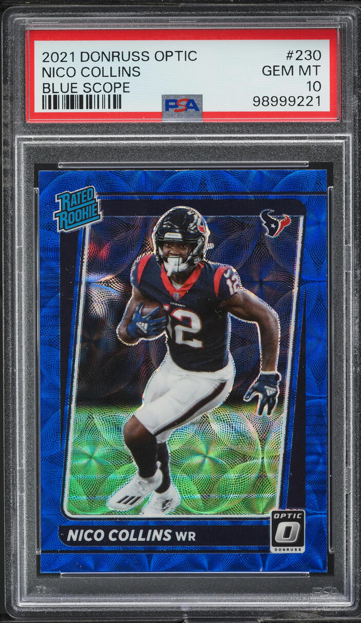2021 Panini Donruss Optic Blue Scope Nico Collins ROOKIE #230 PSA 10 GEM MINT