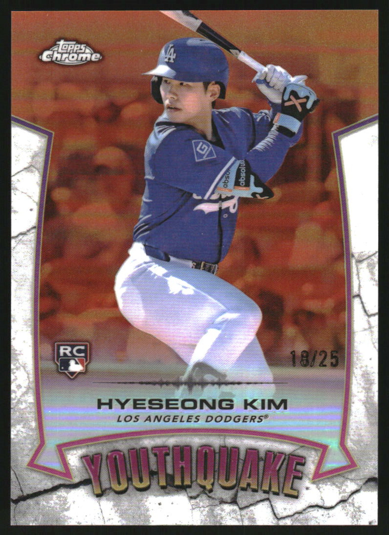 2025 Topps Chrome YouthQuake Orange Refractor #YQ-3 Hyeseong Kim /25