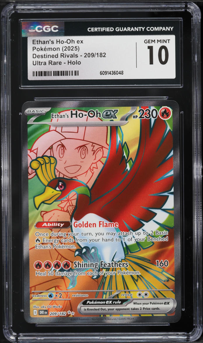 2025 Pokemon Scarlet & Violet Destined Rivals Full Art Ethan's Ho-Oh ex #209 CGC 10 GEM MINT