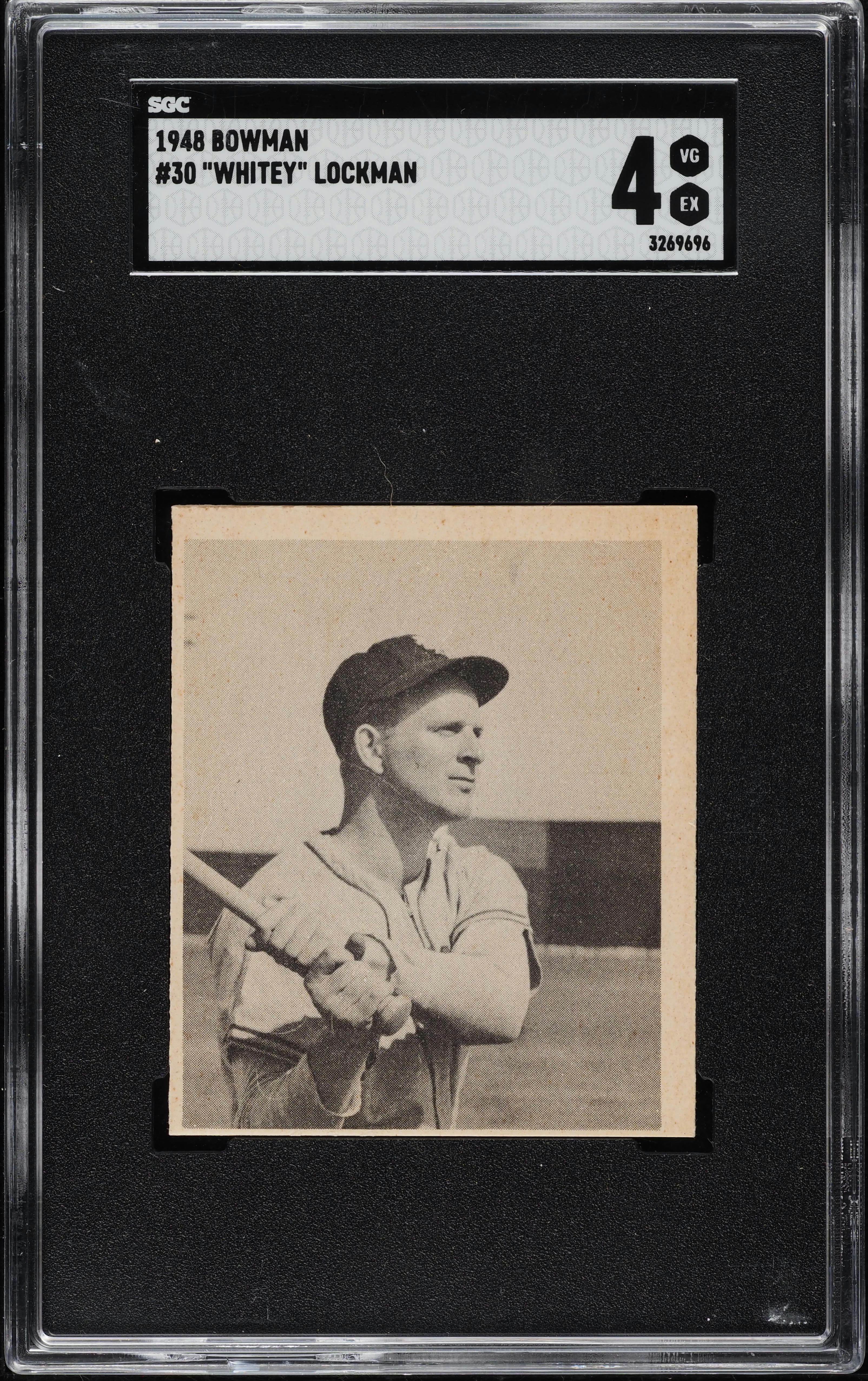 1948 Bowman Whitey Lockman SHORT PRINT, ROOKIE #30 SGC 4 VGEX