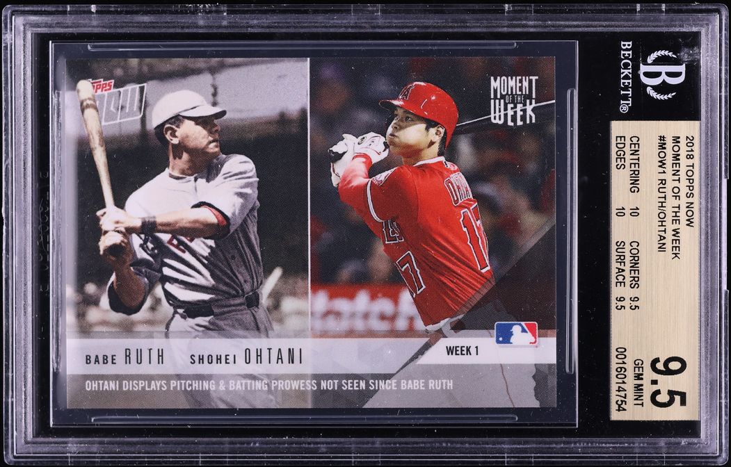 2018 Topps Now Moment Of The Week Babe Ruth Shohei Ohtani ROOKIE #MOW-1 BGS 9.5
