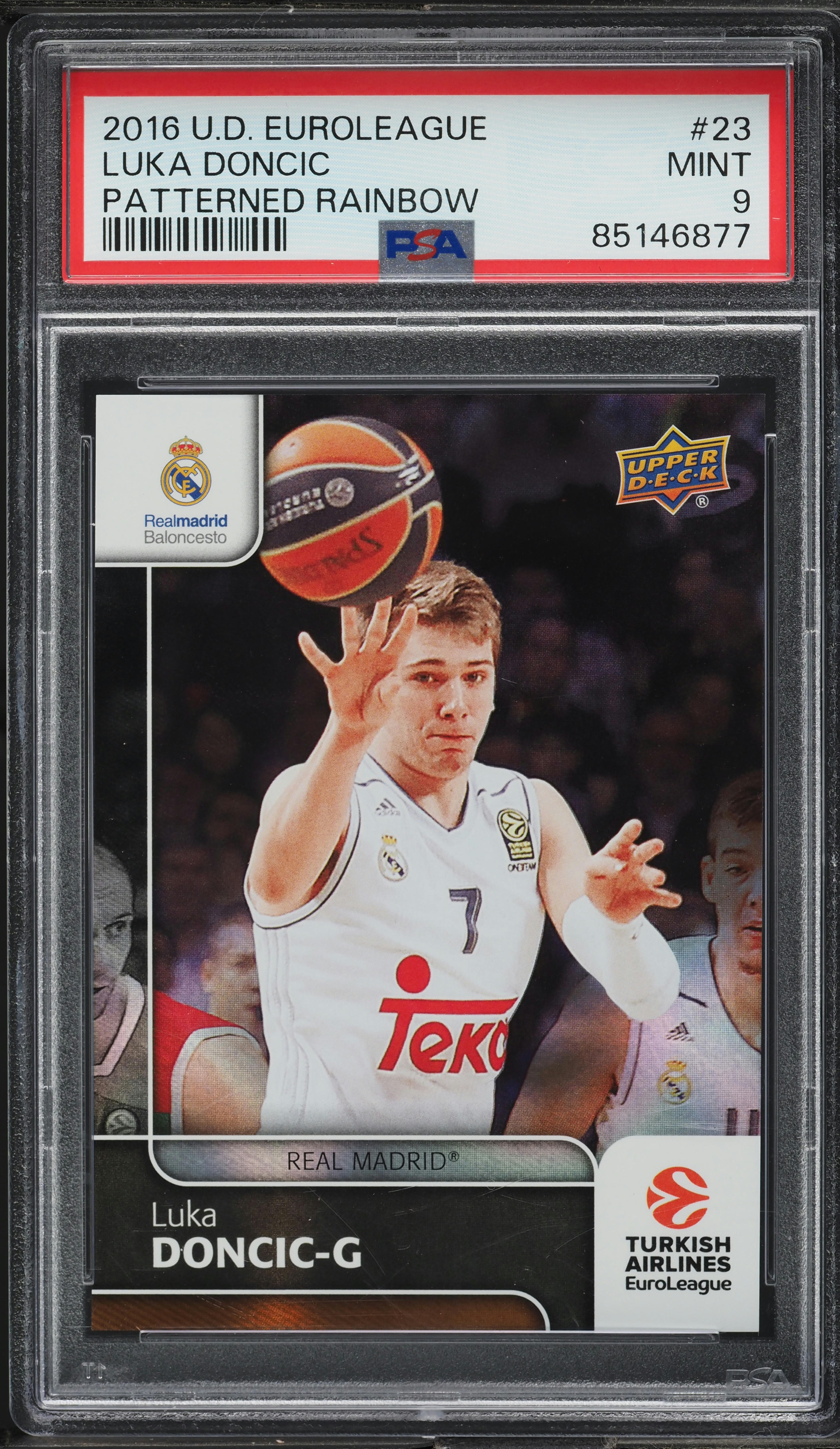 2016 Upper Deck Euroleague Patterned Rainbow Luka Doncic ROOKIE #23 PSA 9 MINT