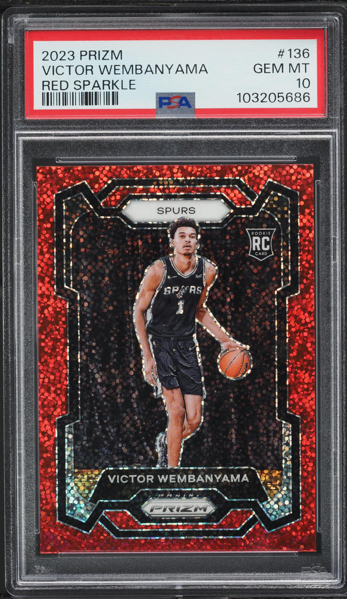2023 Panini Prizm Red Sparkle Victor Wembanyama ROOKIE #136 PSA 10 GEM MINT