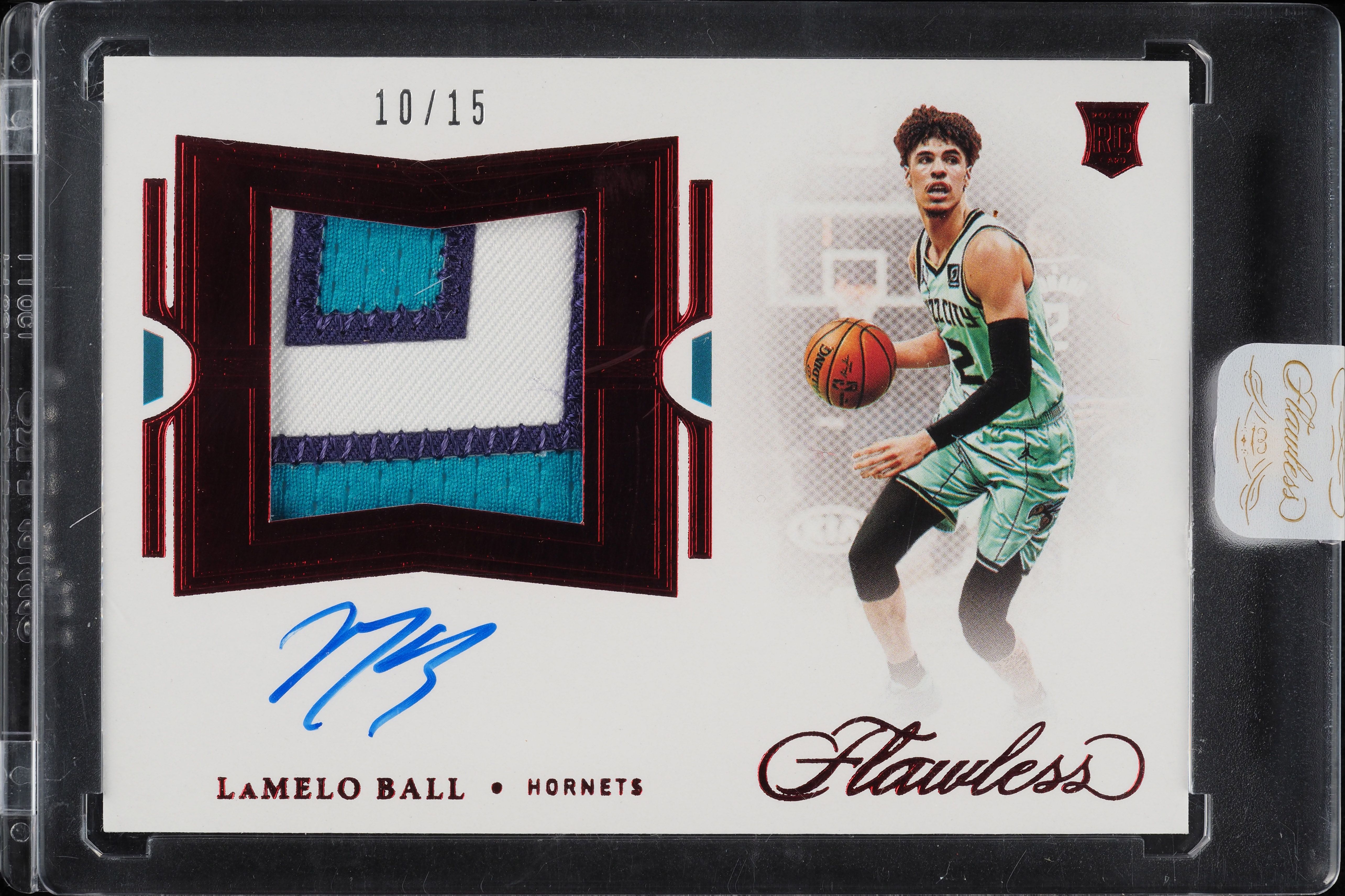 2020 Panini Flawless Horizontal Ruby LaMelo Ball ROOKIE PATCH AUTO /15 #FPA-LAM