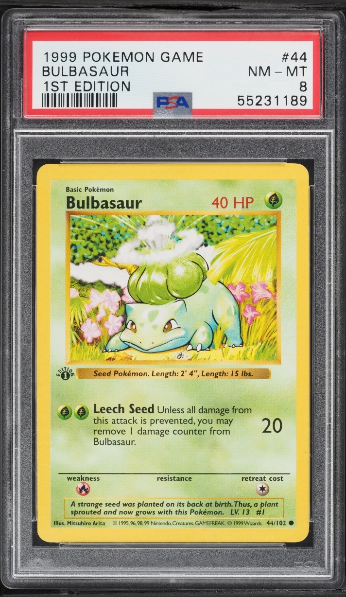 英語版　フシギダネ　shadowless Bulbasaur　psa 8 1999 Pokemon Game Bulbasaur 1st Edition #44 PSA 8 | Card Ladder